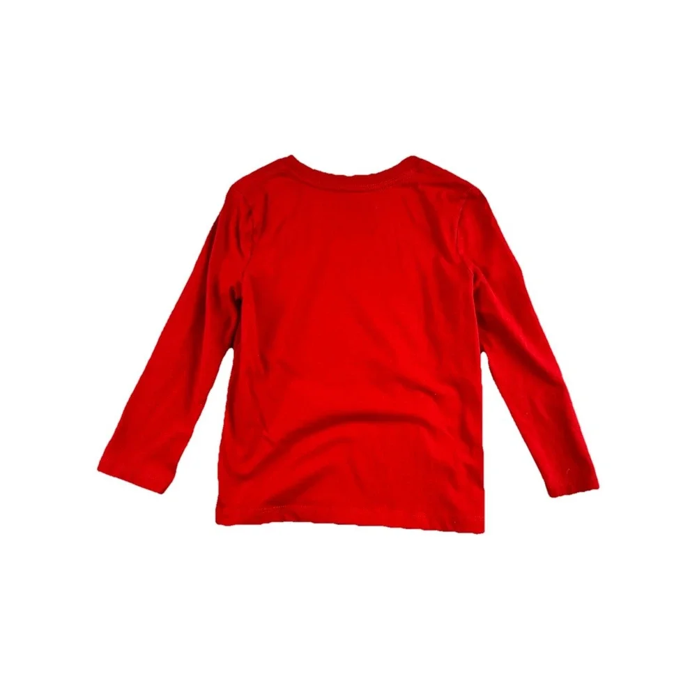 Cat & Jack Very Merry T-Shirt Unisex Kids 4T Red Long Sleeve Holiday Graphic Tee
